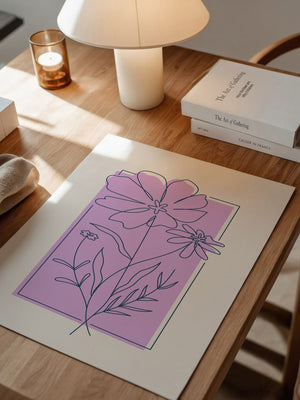 Blumen Kontur lila Quadrat