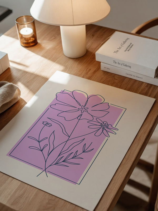 Blumen Kontur lila Quadrat
