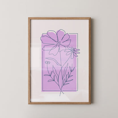 Blumen Kontur lila Quadrat