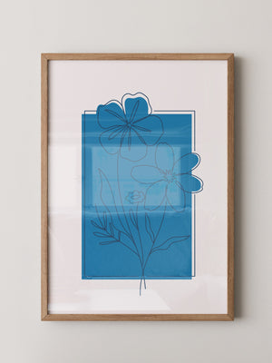 Blumen Lineart Blau