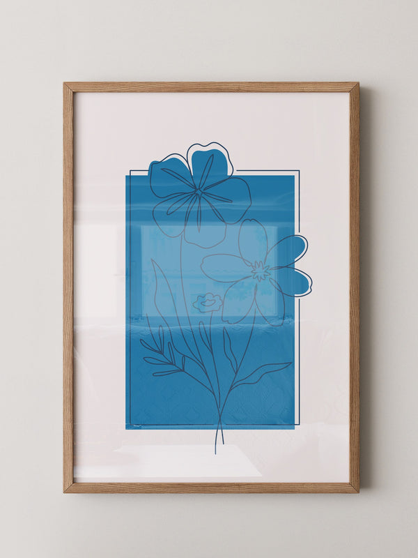 Blumen Lineart Blau