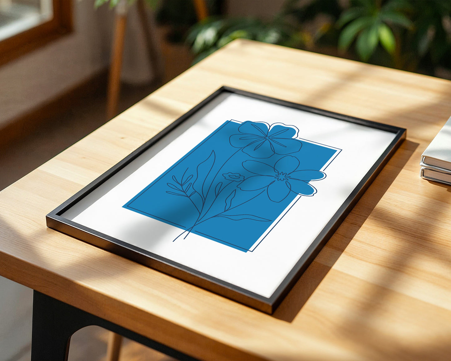 Blumen Lineart Blau