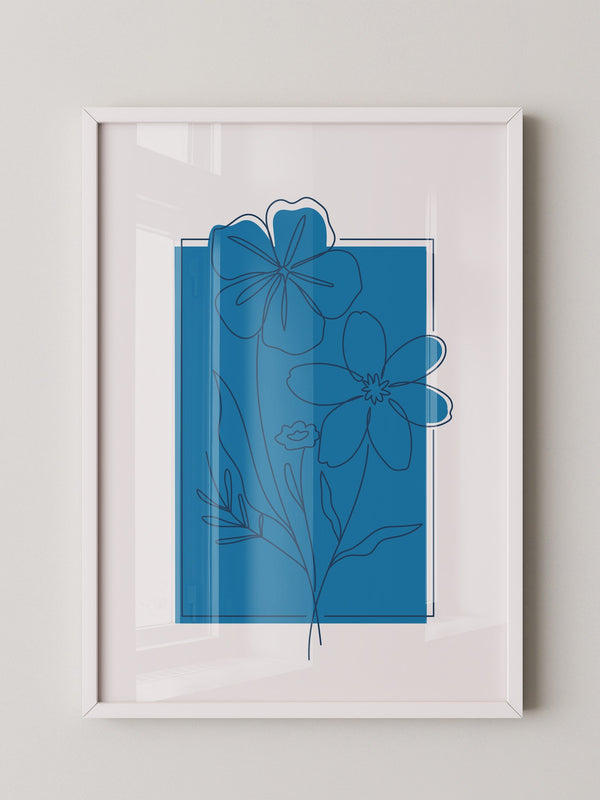 Blumen Lineart Blau