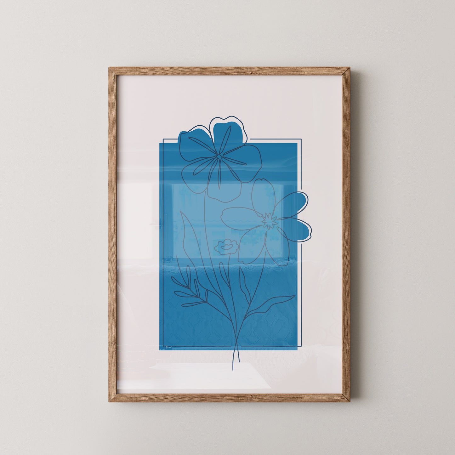 Blumen Lineart Blau