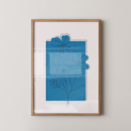Blumen Lineart Blau