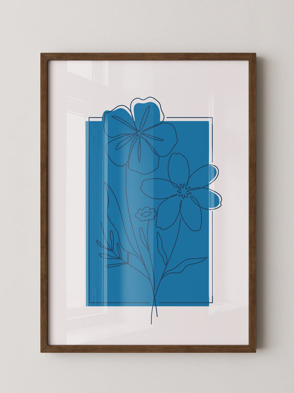 Blumen Lineart Blau