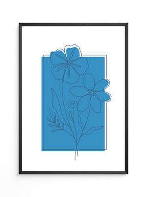 Blumen Lineart Blau