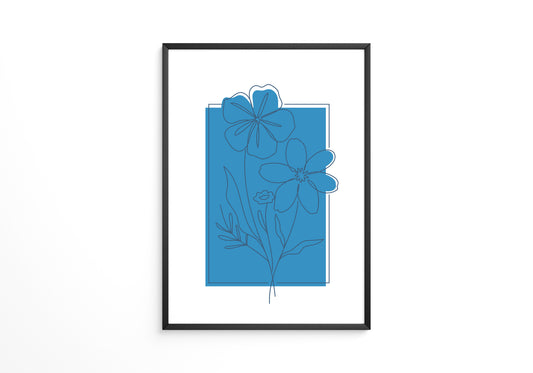 Blumen Lineart Blau
