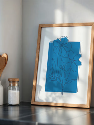 Blumen Lineart Blau