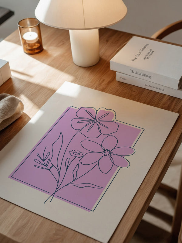 Blumen Umriss lila Hintergrund