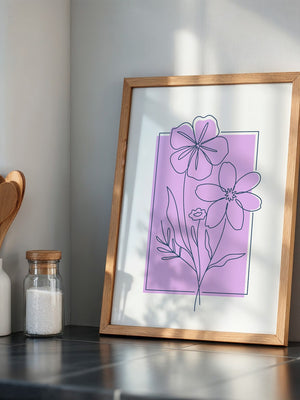 Blumen Umriss lila Hintergrund
