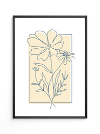 Einlinien Zeichnung Blumen Beige