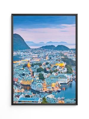 Stadtblick Abenddämmerung Norwegen