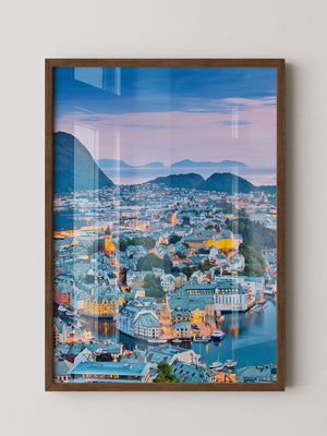 Stadtblick Abenddämmerung Norwegen