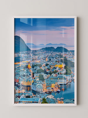 Stadtblick Abenddämmerung Norwegen