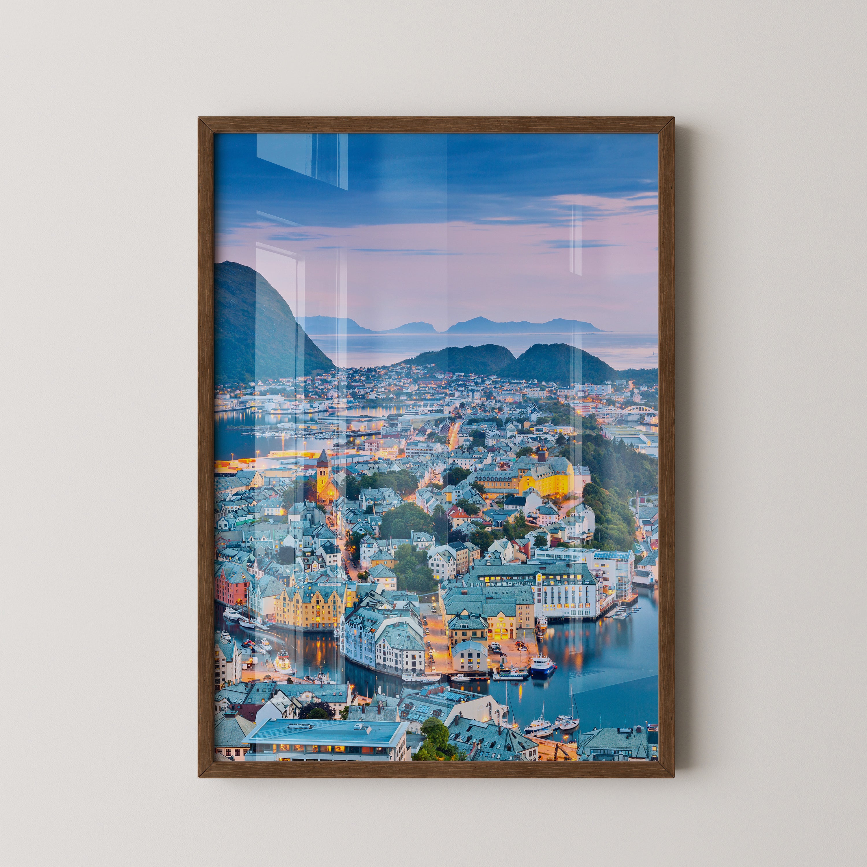 Stadtblick Abenddämmerung Norwegen