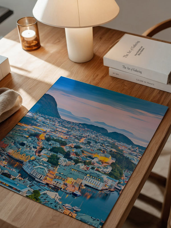 Stadtblick Abenddämmerung Norwegen