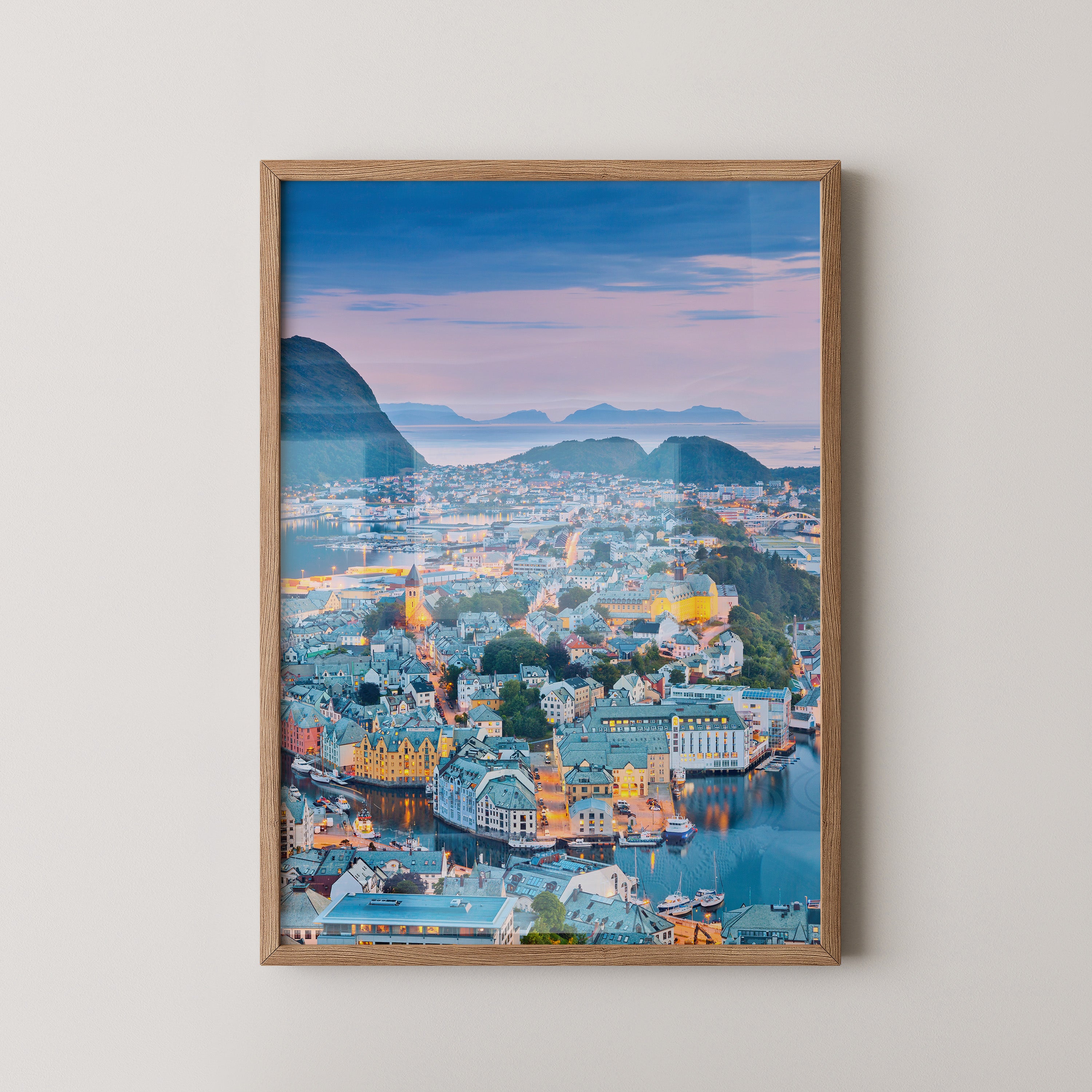 Stadtblick Abenddämmerung Norwegen