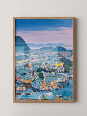 Stadtblick Abenddämmerung Norwegen