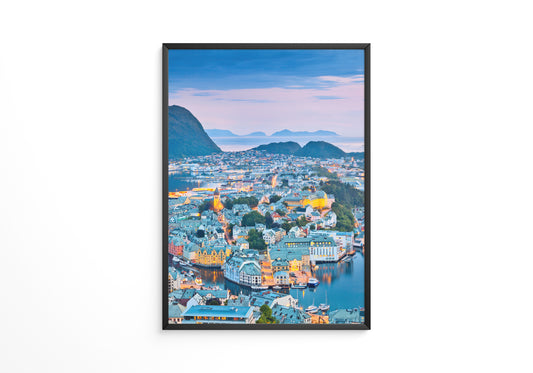 Stadtblick Abenddämmerung Norwegen