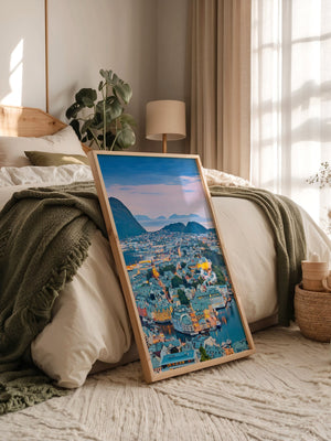 Stadtblick Abenddämmerung Norwegen