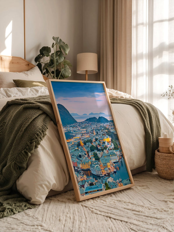 Stadtblick Abenddämmerung Norwegen