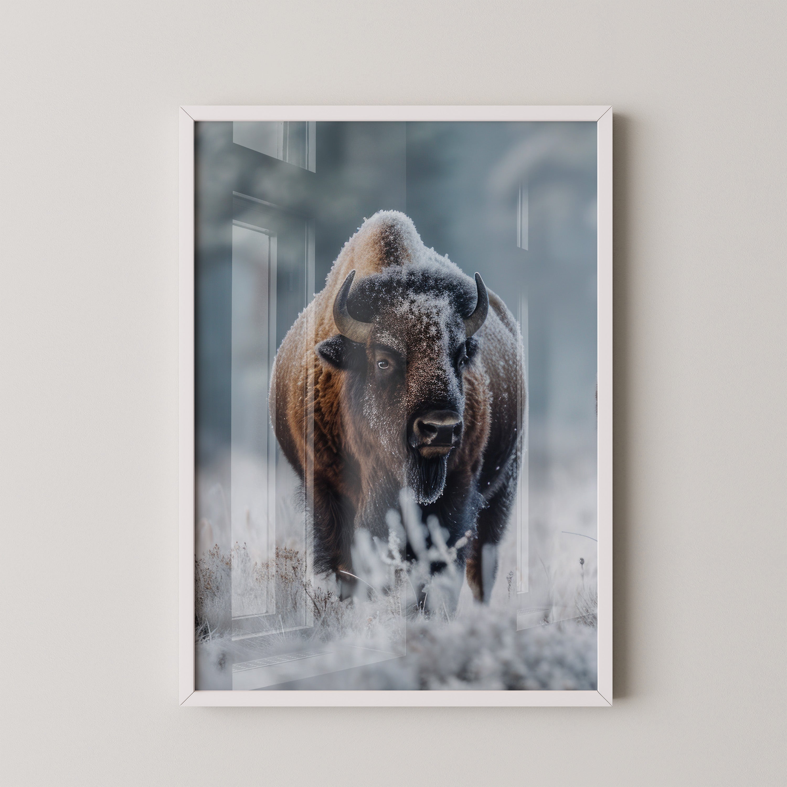 Bison Winterlandschaft Frostig