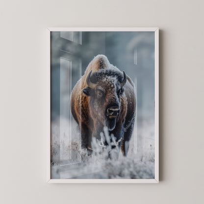 Bison Winterlandschaft Frostig