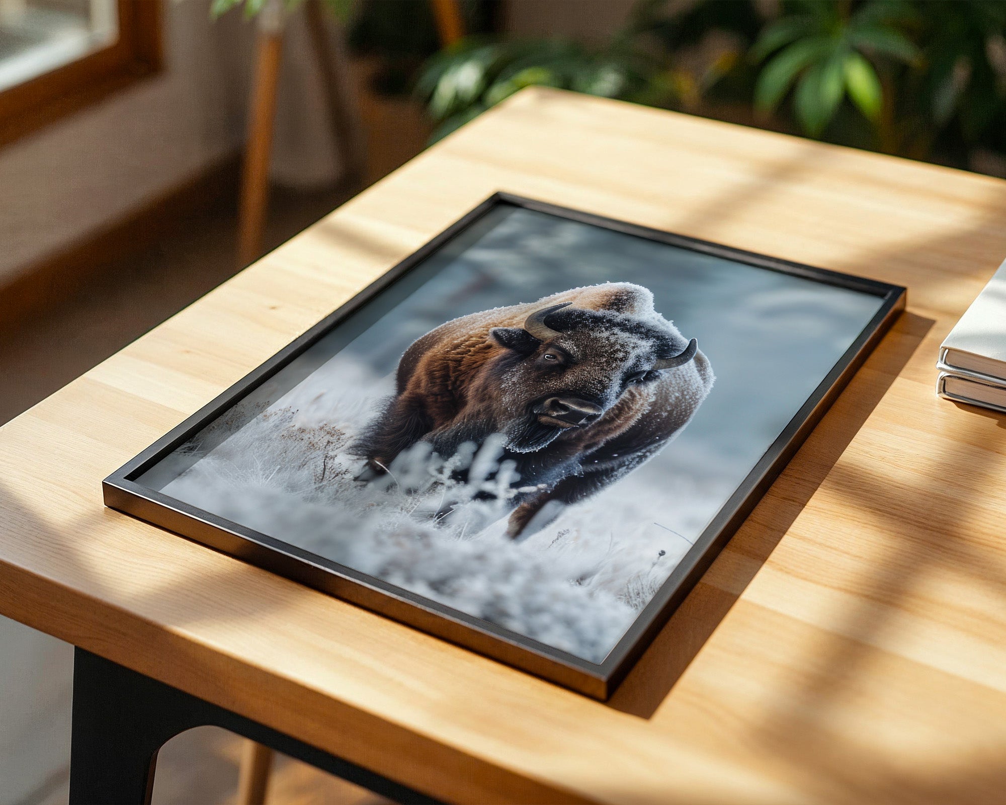 Bison Winterlandschaft Frostig
