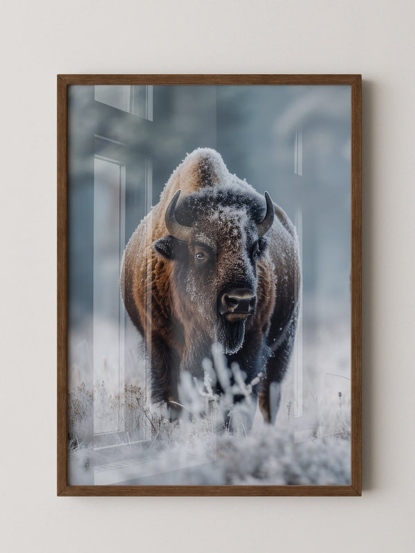 Bison Winterlandschaft Frostig