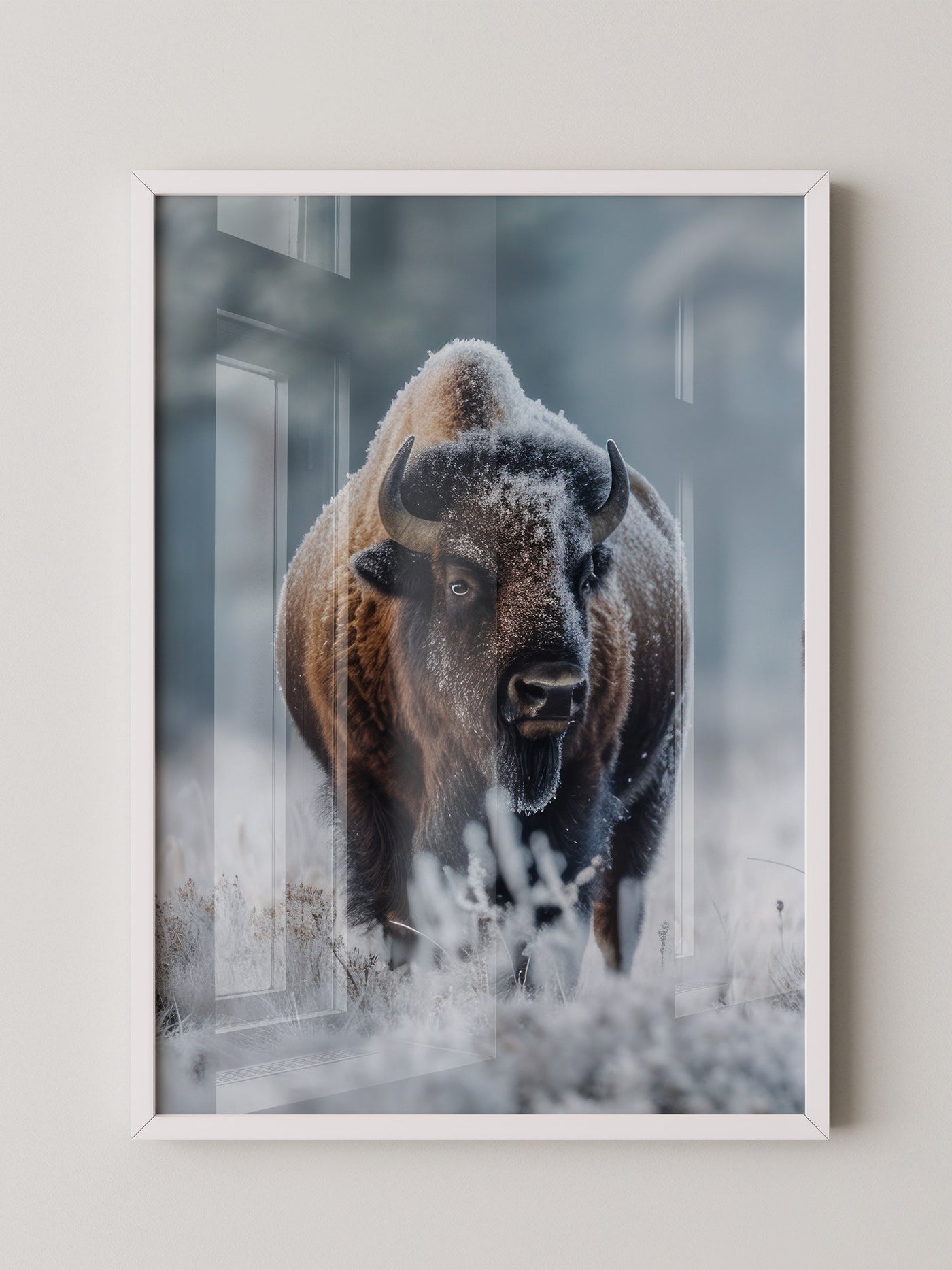 Bison Winterlandschaft Frostig