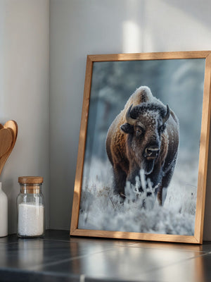 Bison Winterlandschaft Frostig