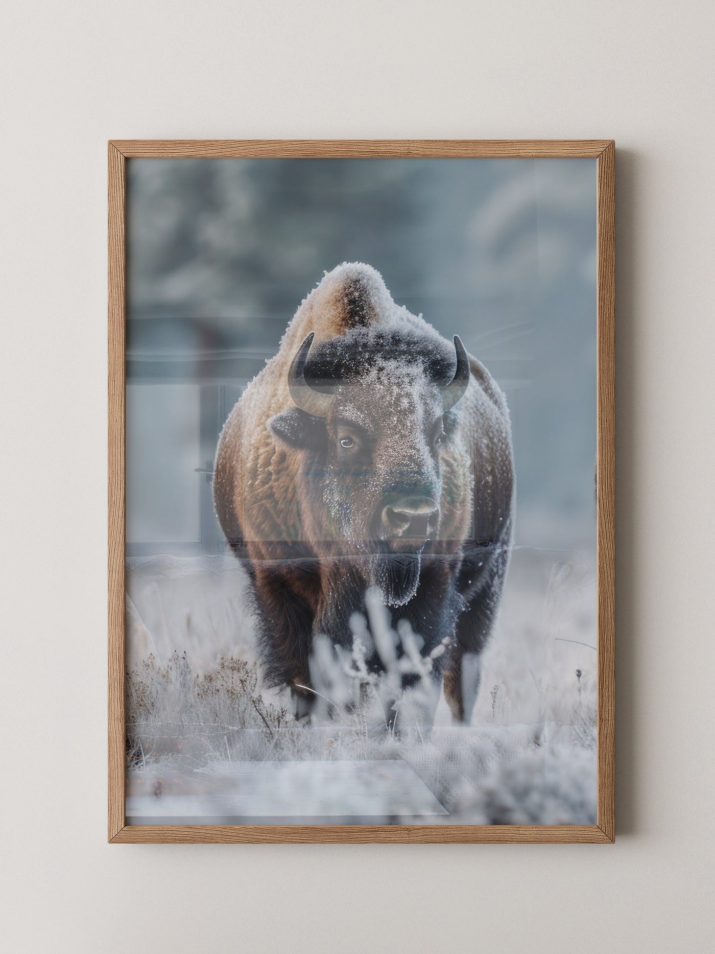 Bison Winterlandschaft Frostig