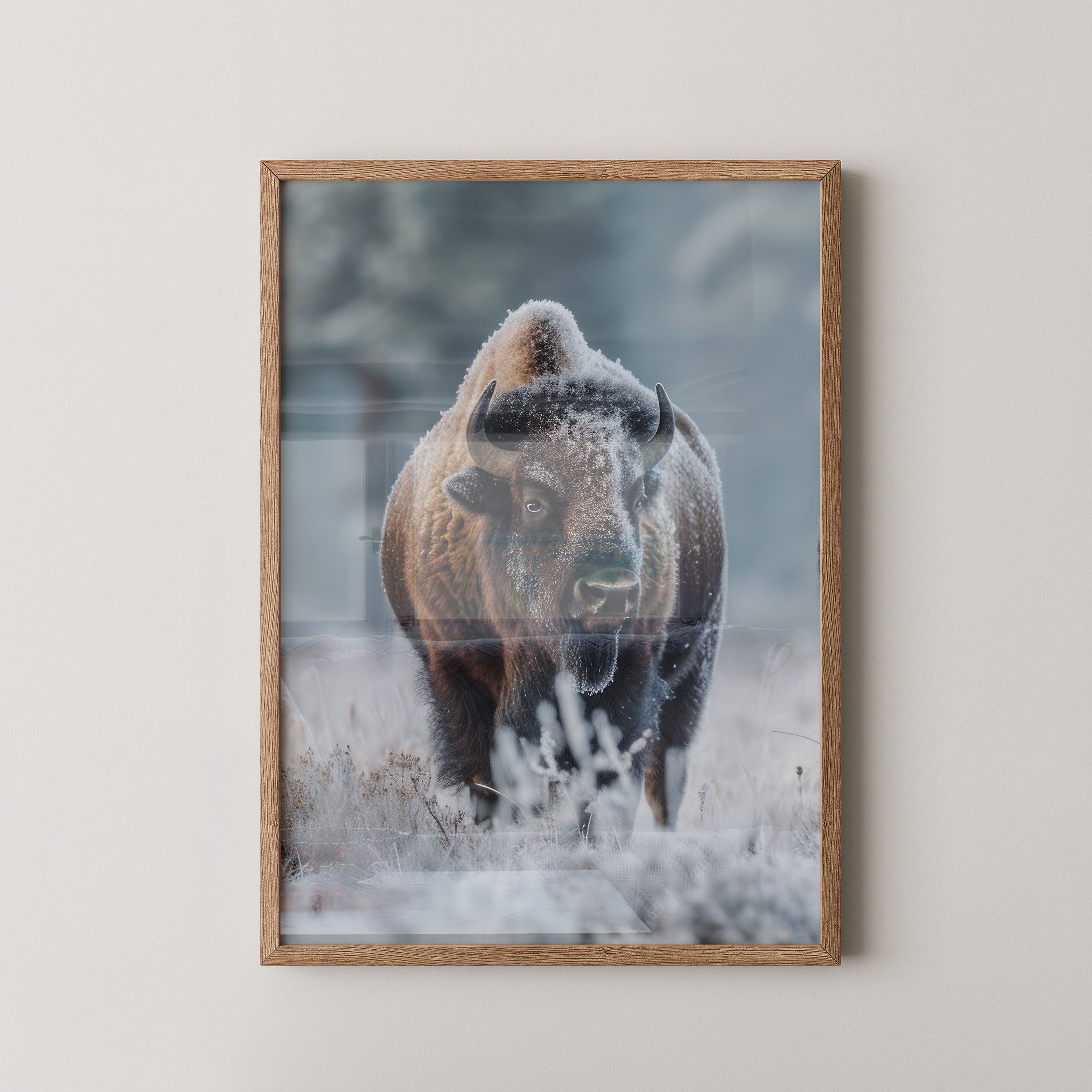 Bison Winterlandschaft Frostig
