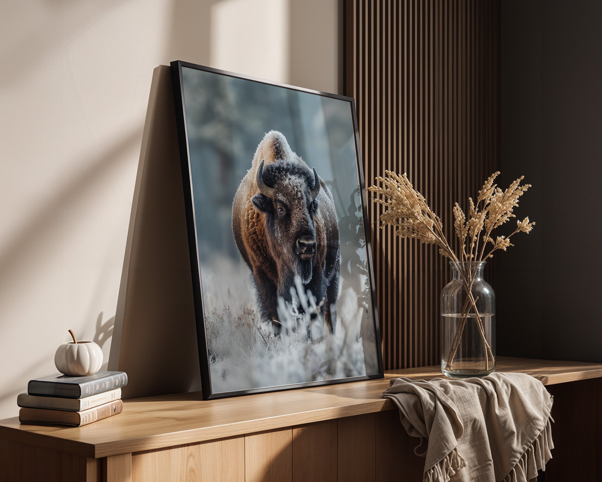 Bison Winterlandschaft Frostig