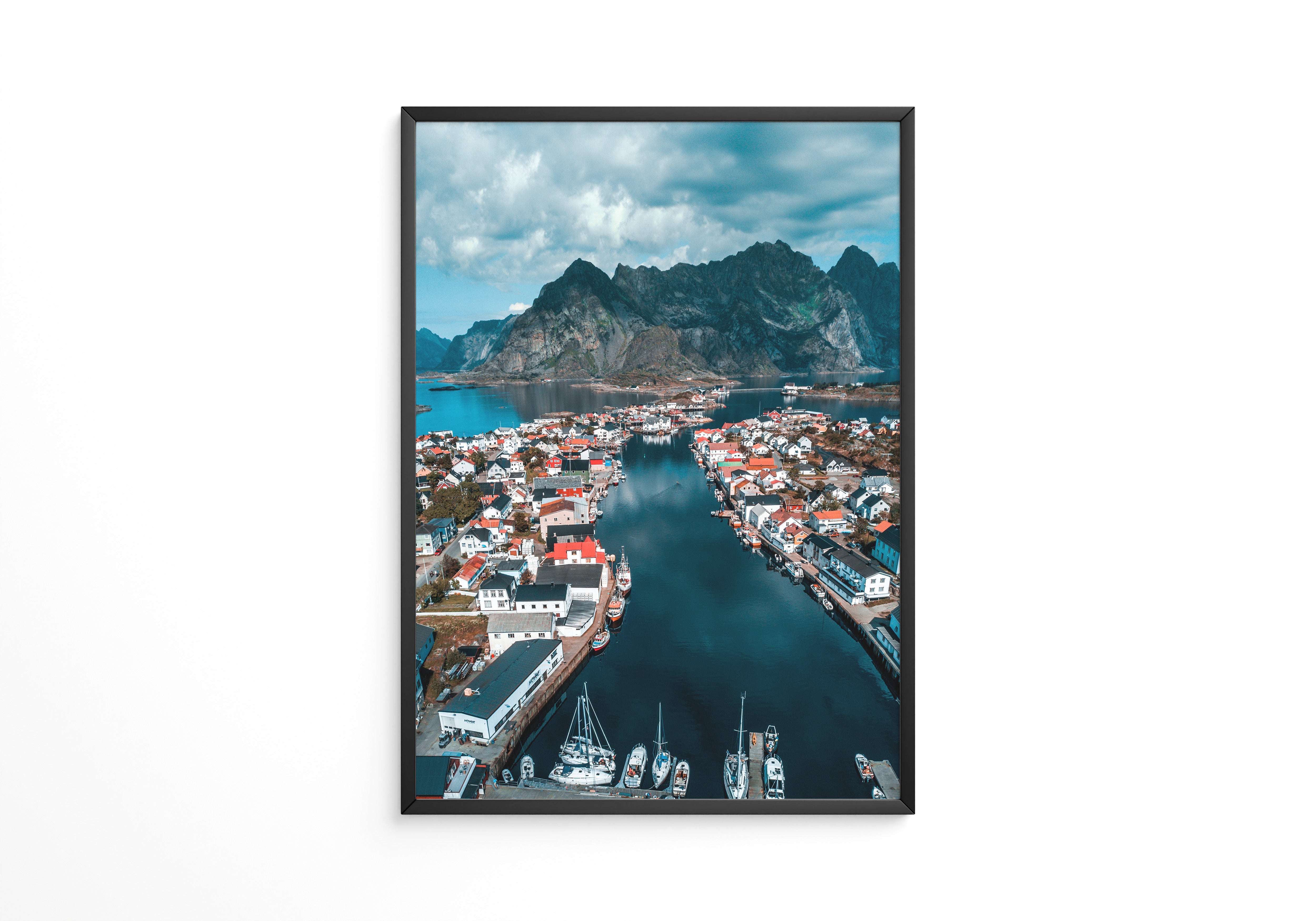 Bunte Häuserfjord Perspektive