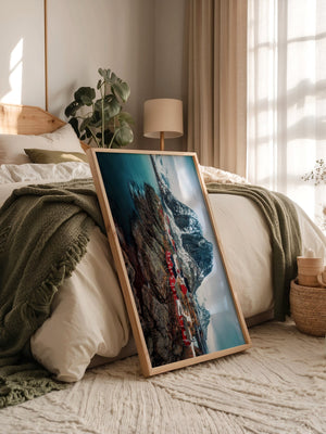 Fjorddorf Rot Winterpanorama