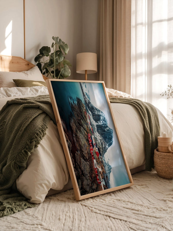 Fjorddorf Rot Winterpanorama