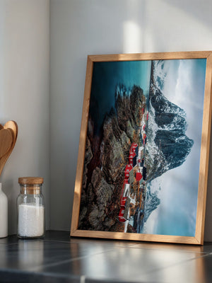 Fjorddorf Rot Winterpanorama