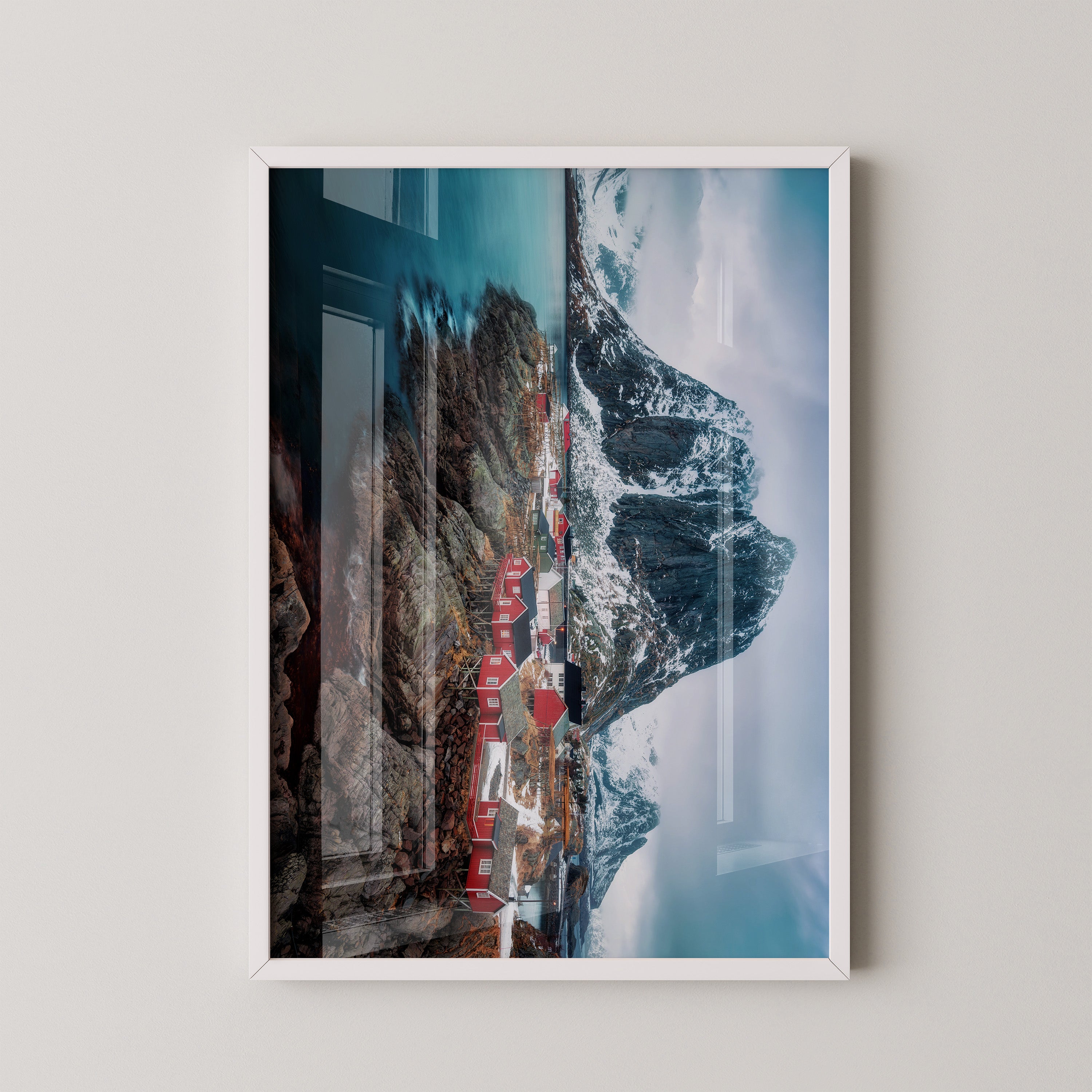 Fjorddorf Rot Winterpanorama