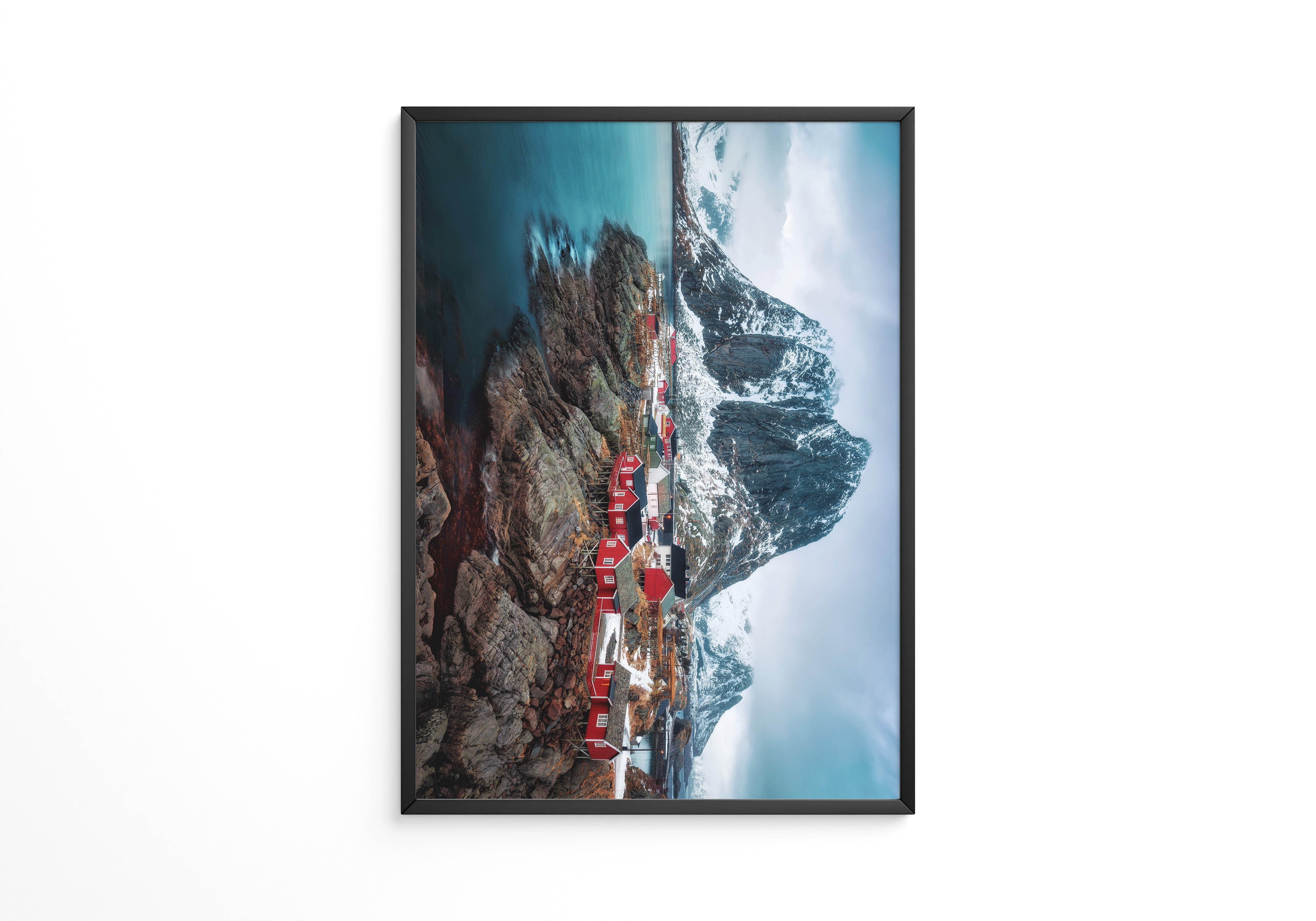 Fjorddorf Rot Winterpanorama