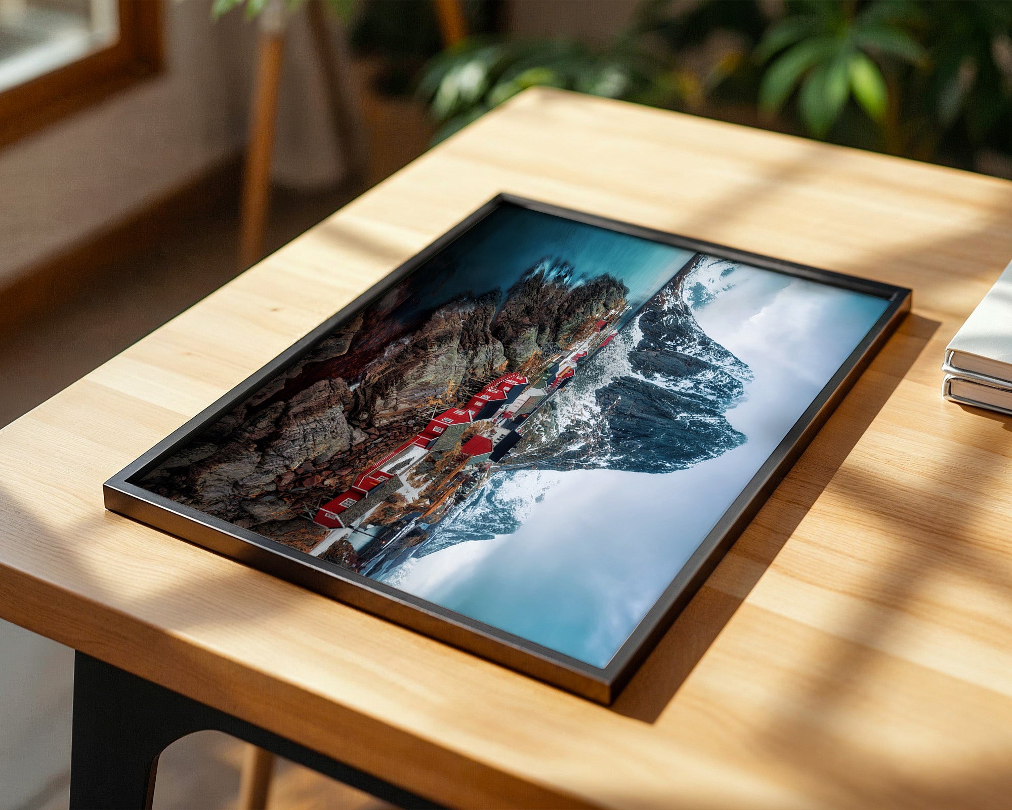 Fjorddorf Rot Winterpanorama