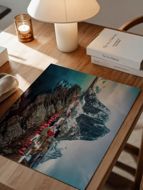 Fjorddorf Rot Winterpanorama