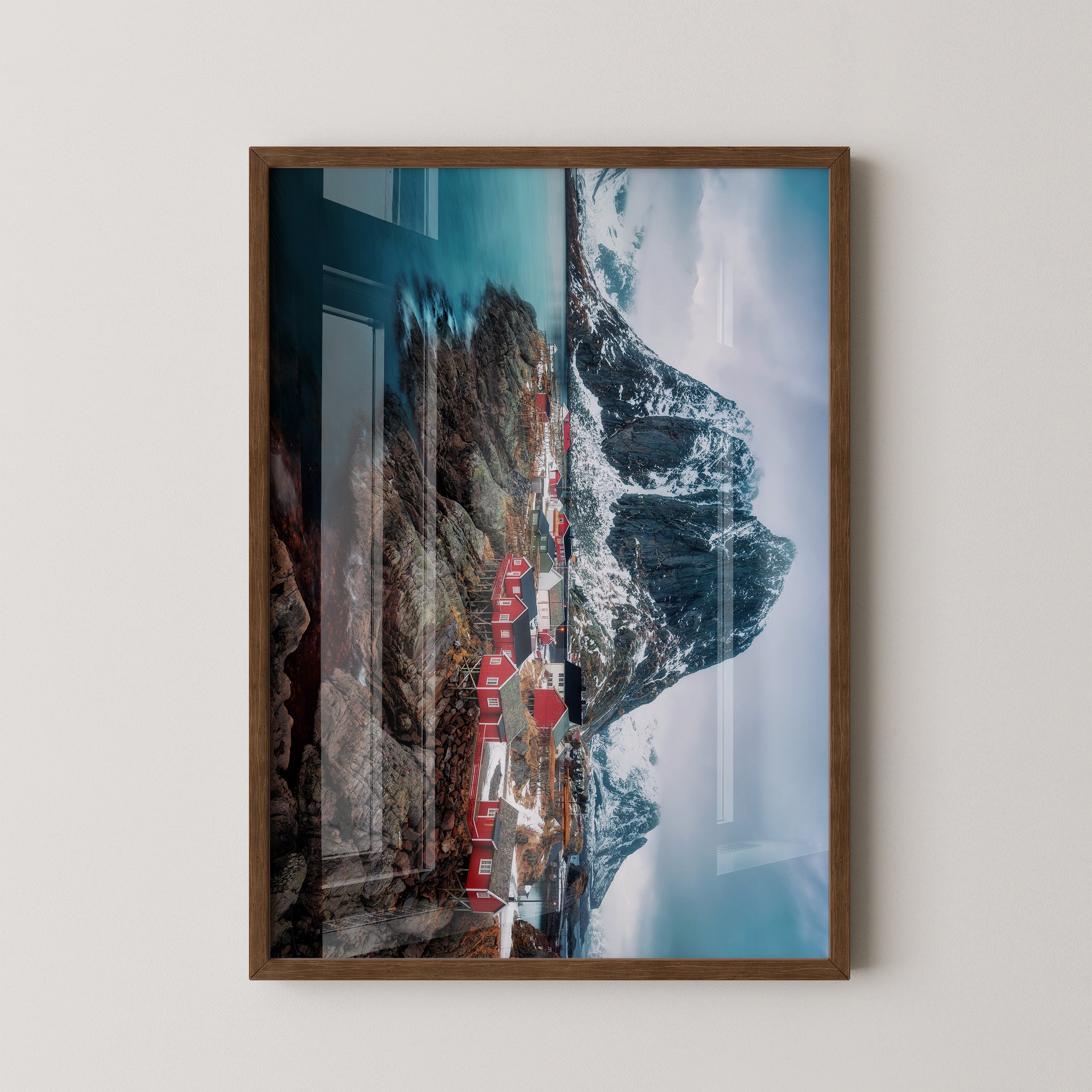 Fjorddorf Rot Winterpanorama