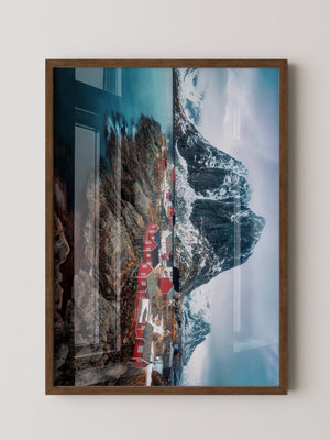 Fjorddorf Rot Winterpanorama