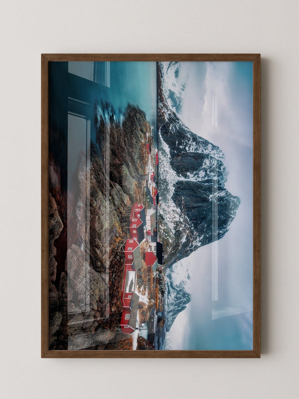 Fjorddorf Rot Winterpanorama