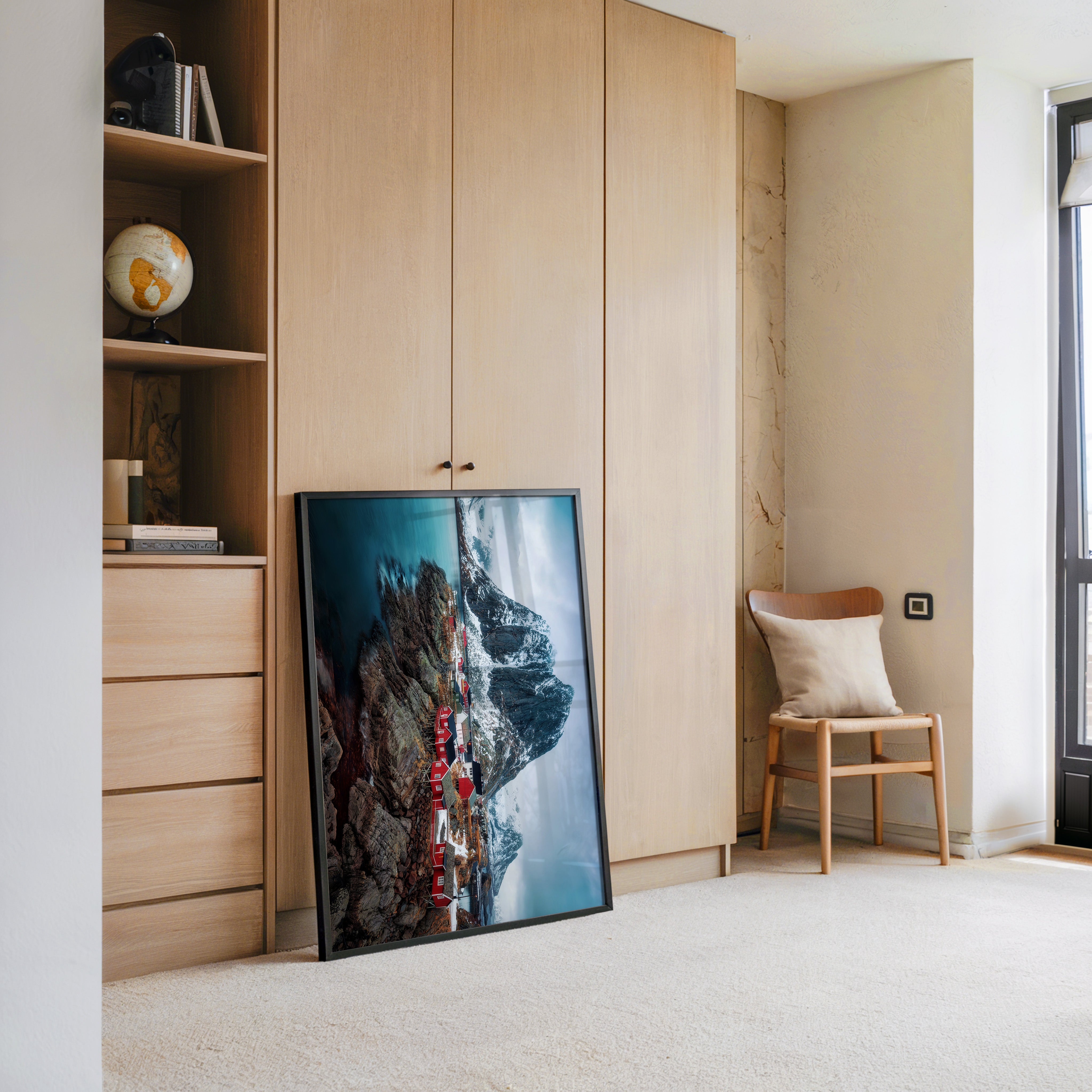 Fjorddorf Rot Winterpanorama