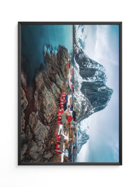 Fjorddorf Rot Winterpanorama