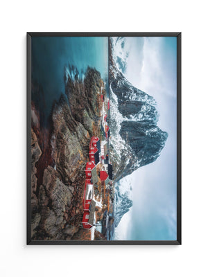 Fjorddorf Rot Winterpanorama