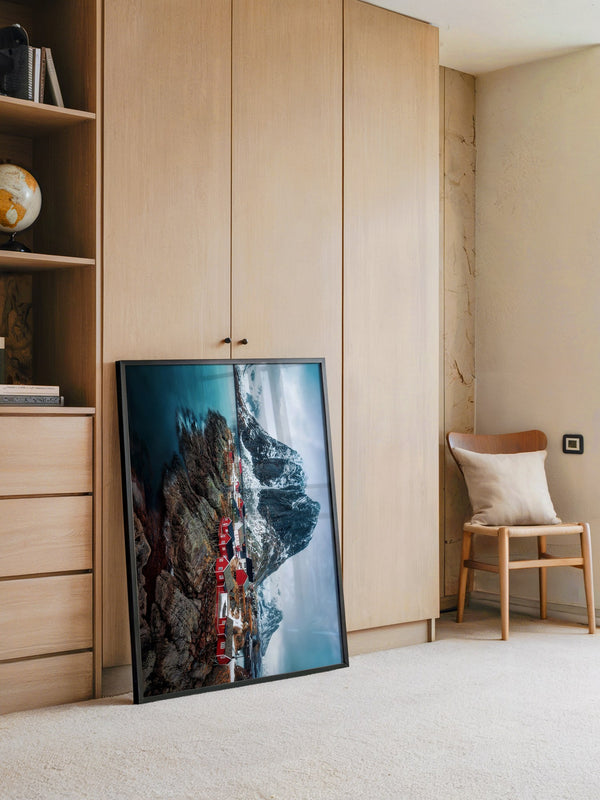 Fjorddorf Rot Winterpanorama